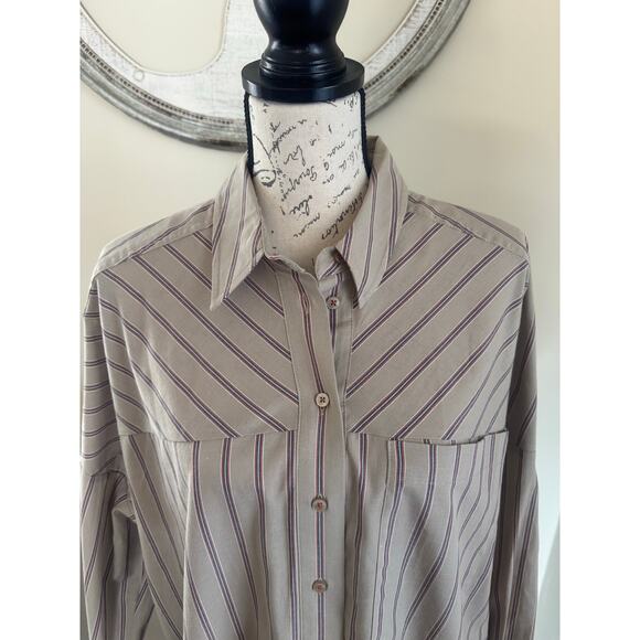 Pilcro by Anthropologie Women’s Bottom Down Shirt Stripe size M - Picture 2 of 8